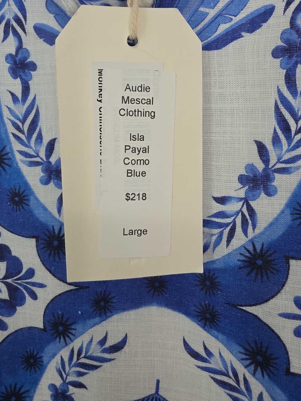 NWT IslaPayal Como Blue Cotton Monkey Print Tunic Dress L Resort Caftan Coastal - Picture 4 of 15